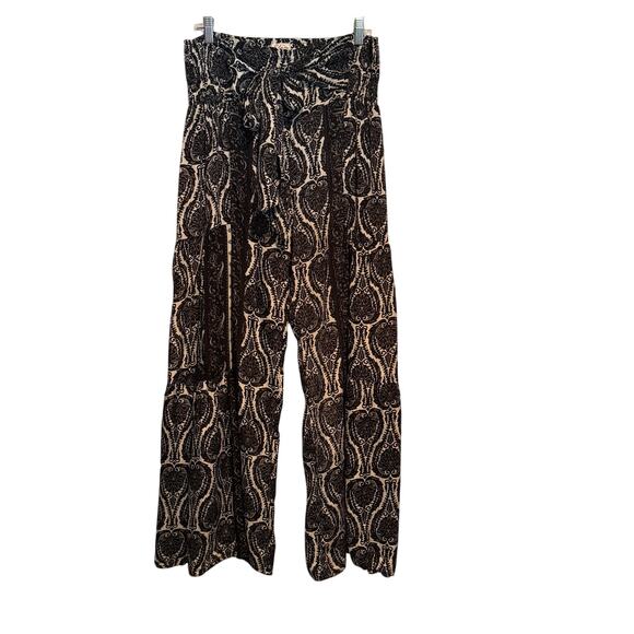 Elan Boho Hippie Floral Tiered Palazzo Wide Leg Dressy Pants Women's Size M - Picture 5 of 9